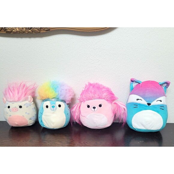 Squishmallows Plush Lot of 4 Fox Poodle Jerry Hedgehog Pig Kellytoy Original - Picture 1 of 11
